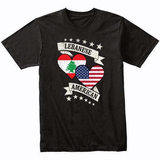 Lebanese American Heart Flags Lebanon America T-Shirt