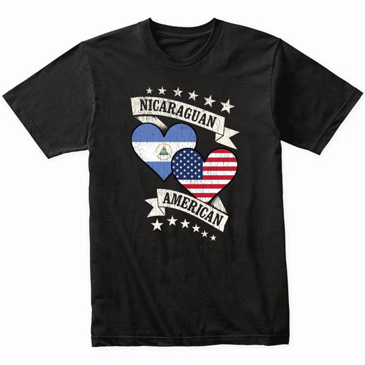 Nicaraguan American Heart Flags Nicaragua America T-Shirt