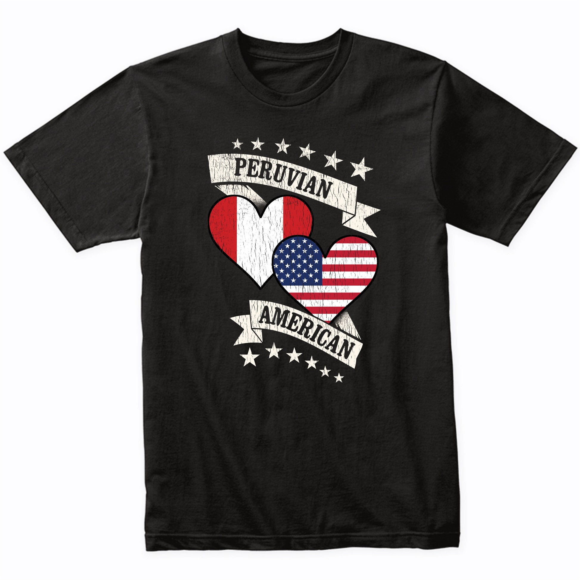 Peruvian American Heart Flags Peru America T-Shirt