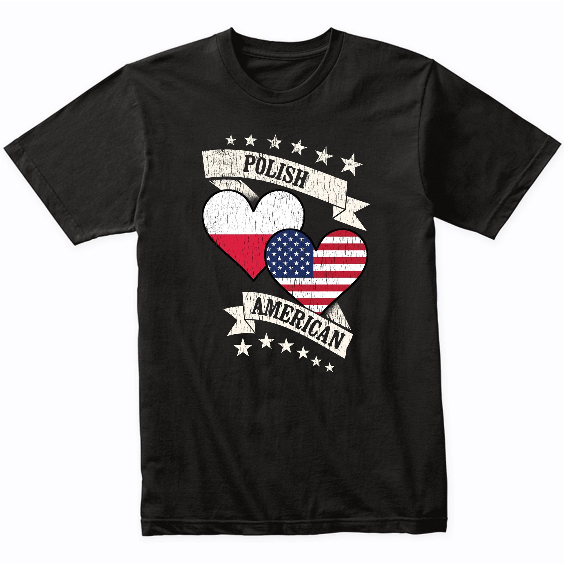Polish American Heart Flags Poland America T-Shirt