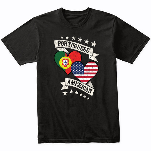 Portuguese American Heart Flags Portugal America T-Shirt