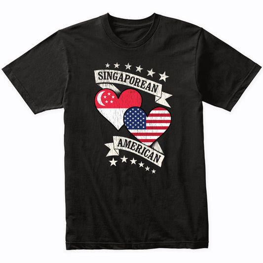 Singaporean American Heart Flags Singapore America T-Shirt