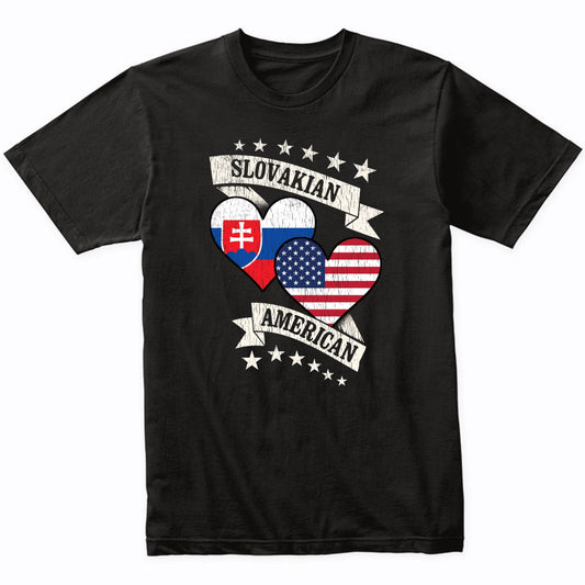 Slovakian American Heart Flags Slovakia America T-Shirt