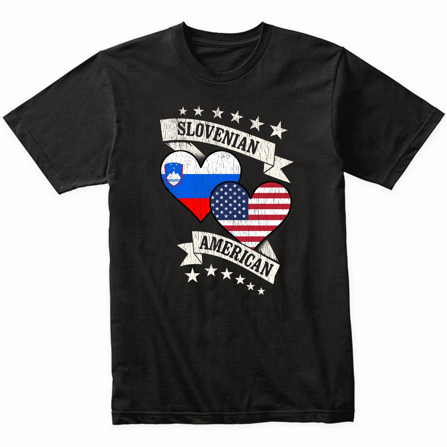 Slovenian American Heart Flags Slovenia America T-Shirt