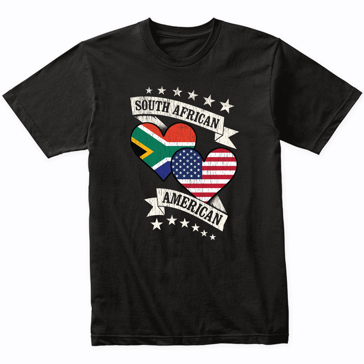 South African American Heart Flags South Africa America T-Shirt