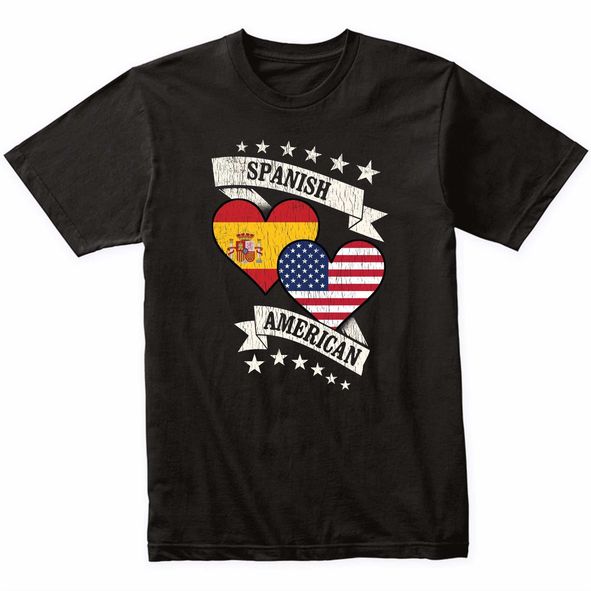 Spanish American Heart Flags Spain America T-Shirt