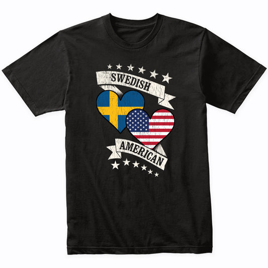 Swedish American Heart Flags Sweden America T-Shirt