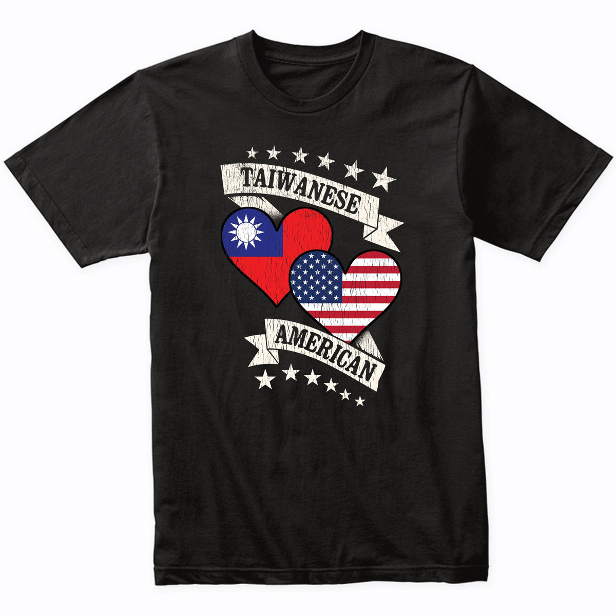 Taiwanese American Heart Flags Taiwan America T-Shirt