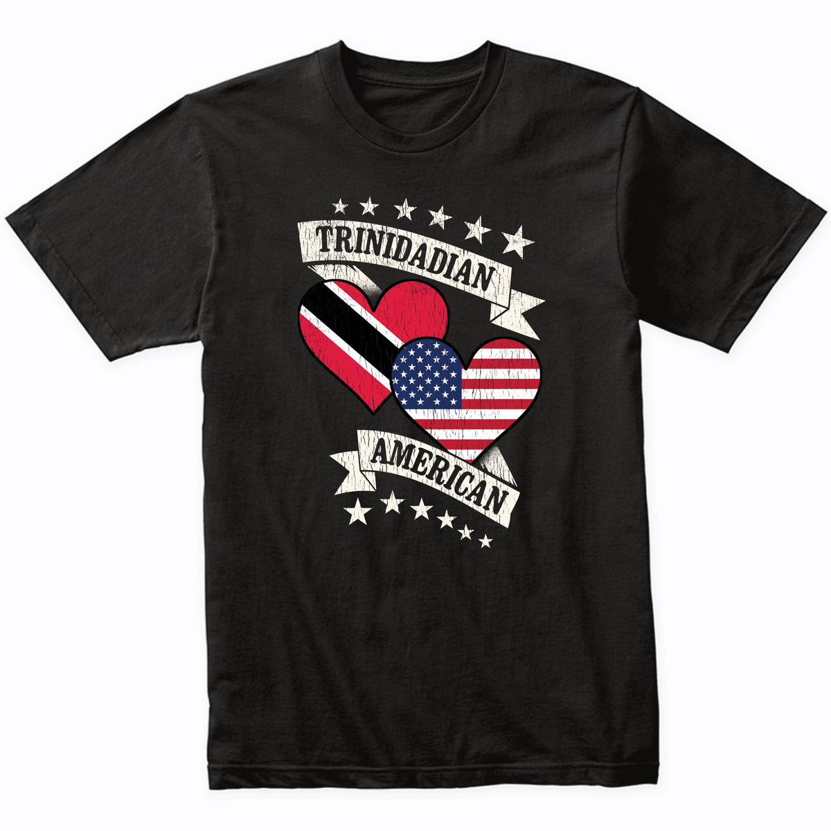 Trinidadian American Heart Flags Trinidad and Tobago America T-Shirt