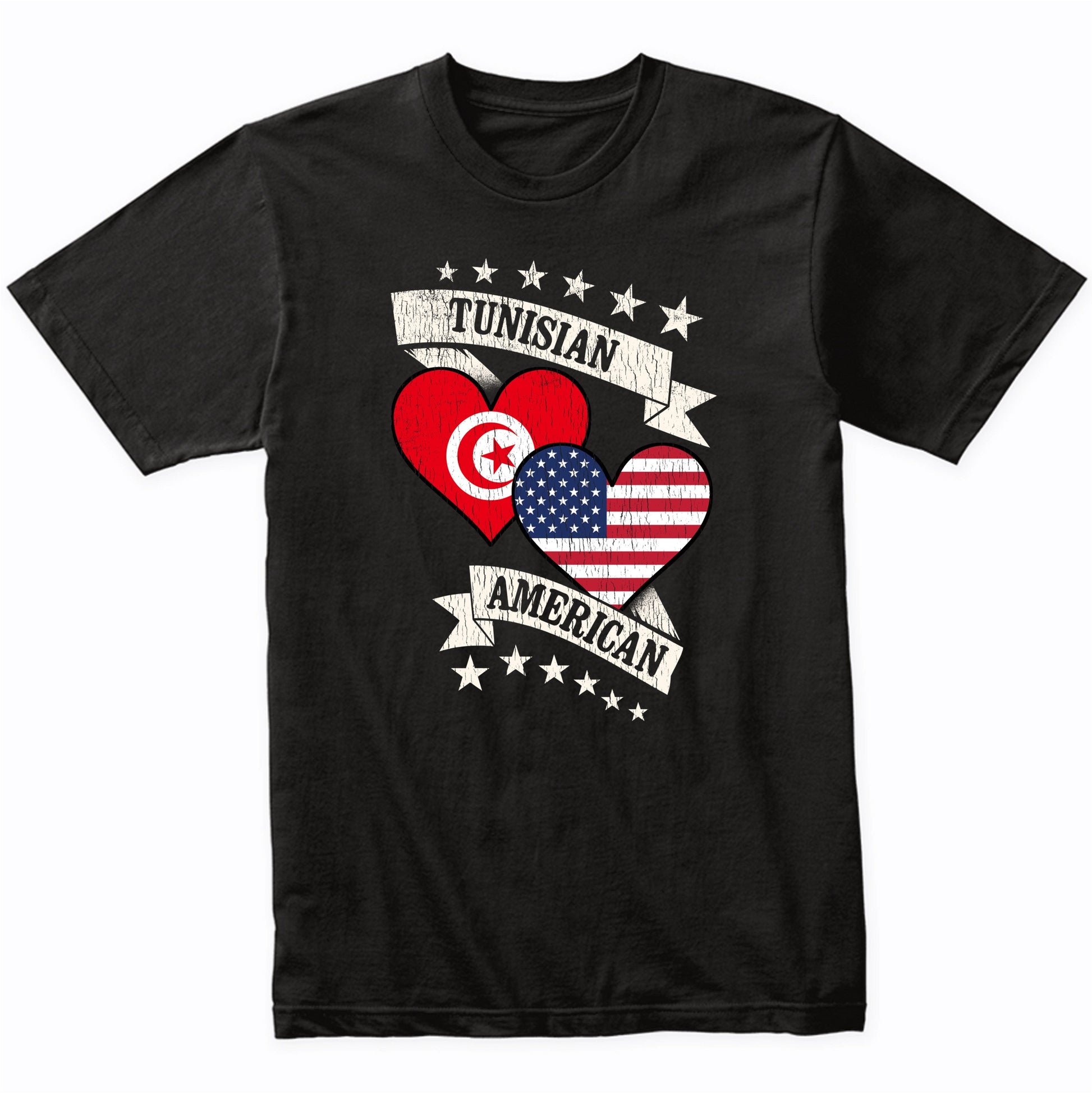 Tunisian American Heart Flags Tunisia America T-Shirt