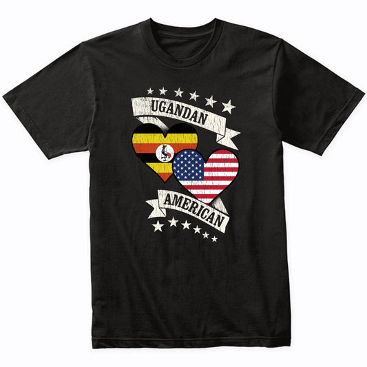 Ugandan American Heart Flags Uganda America T-Shirt
