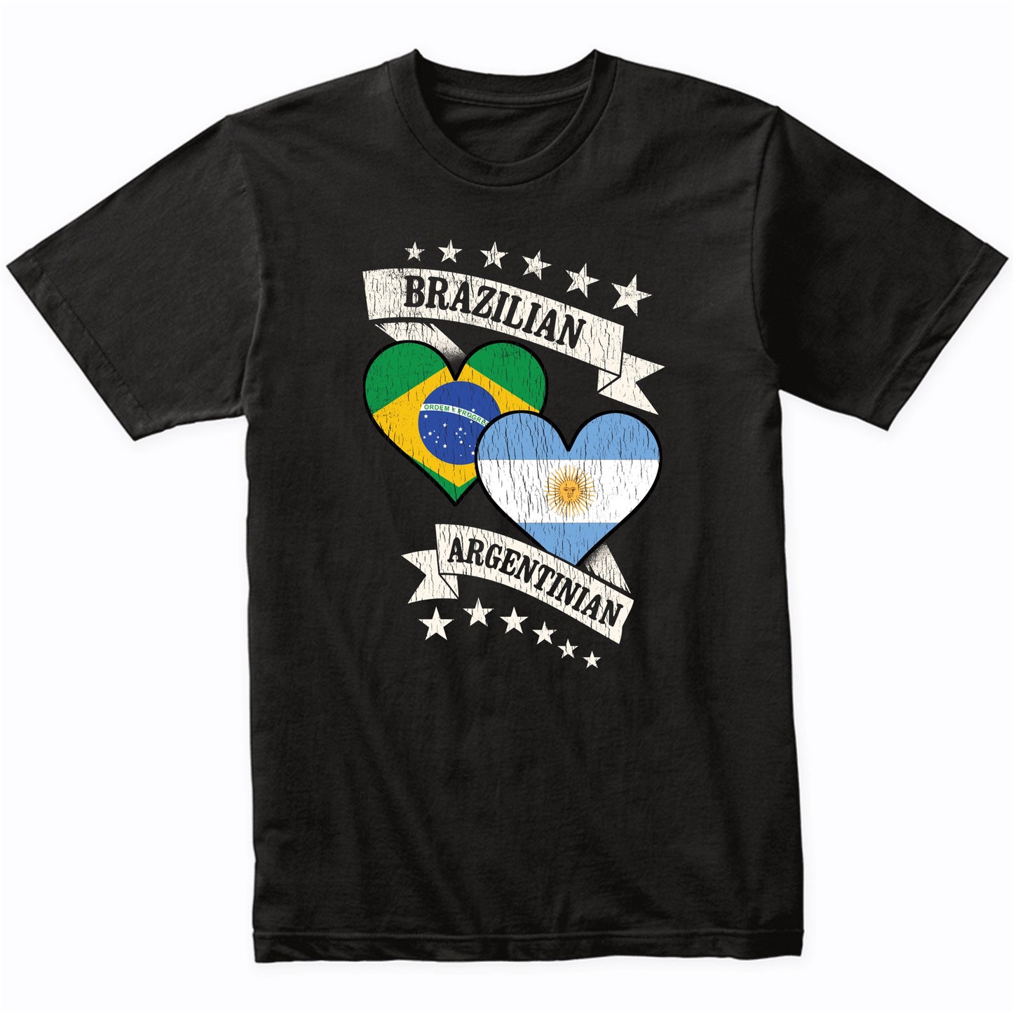 Brazilian Argentinian Heart Flags Brazil Argentina T-Shirt