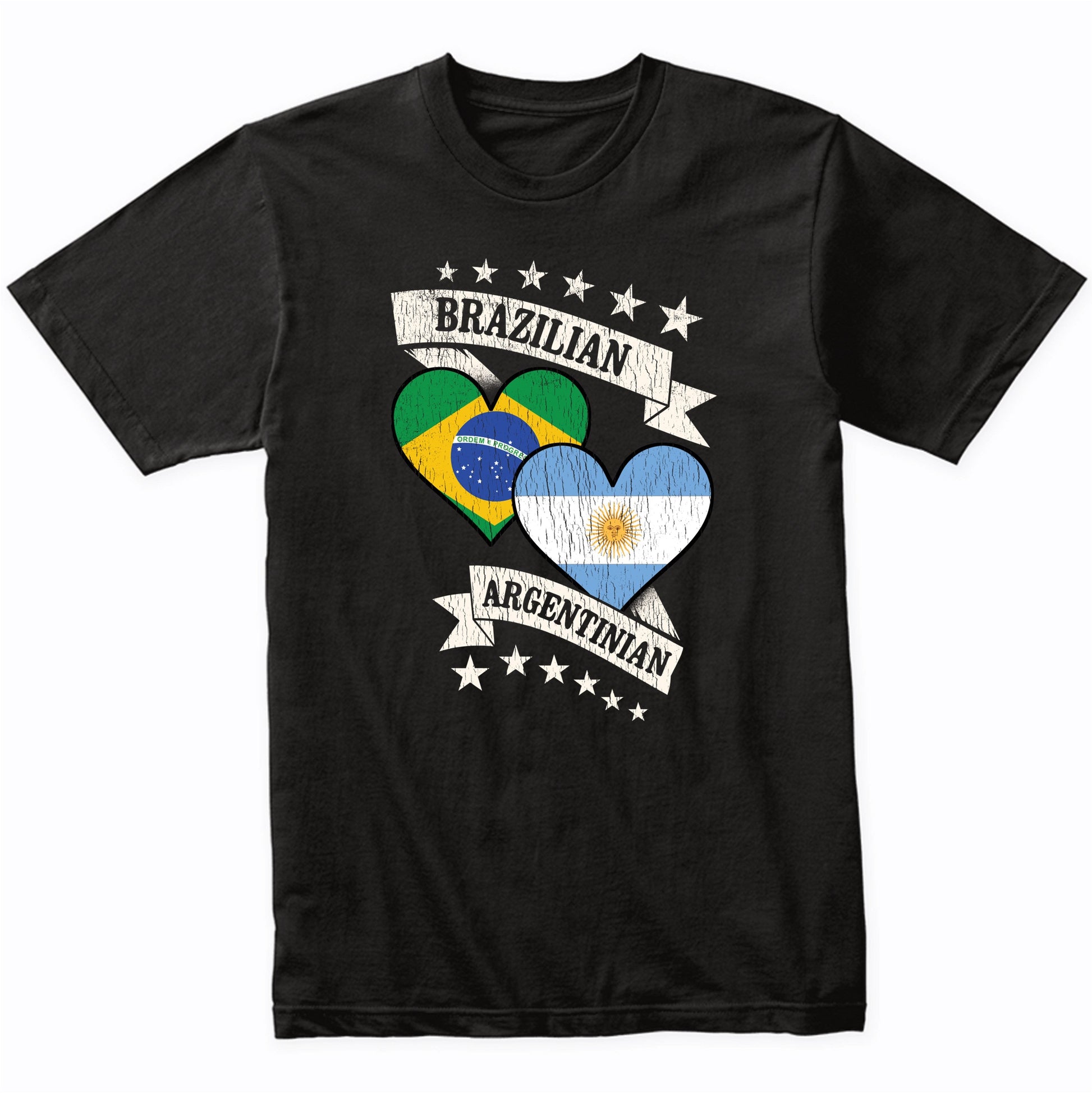 Brazilian Argentinian Heart Flags Brazil Argentina T-Shirt