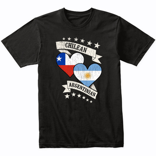 Chilean Argentinian Heart Flags Chile Argentina T-Shirt