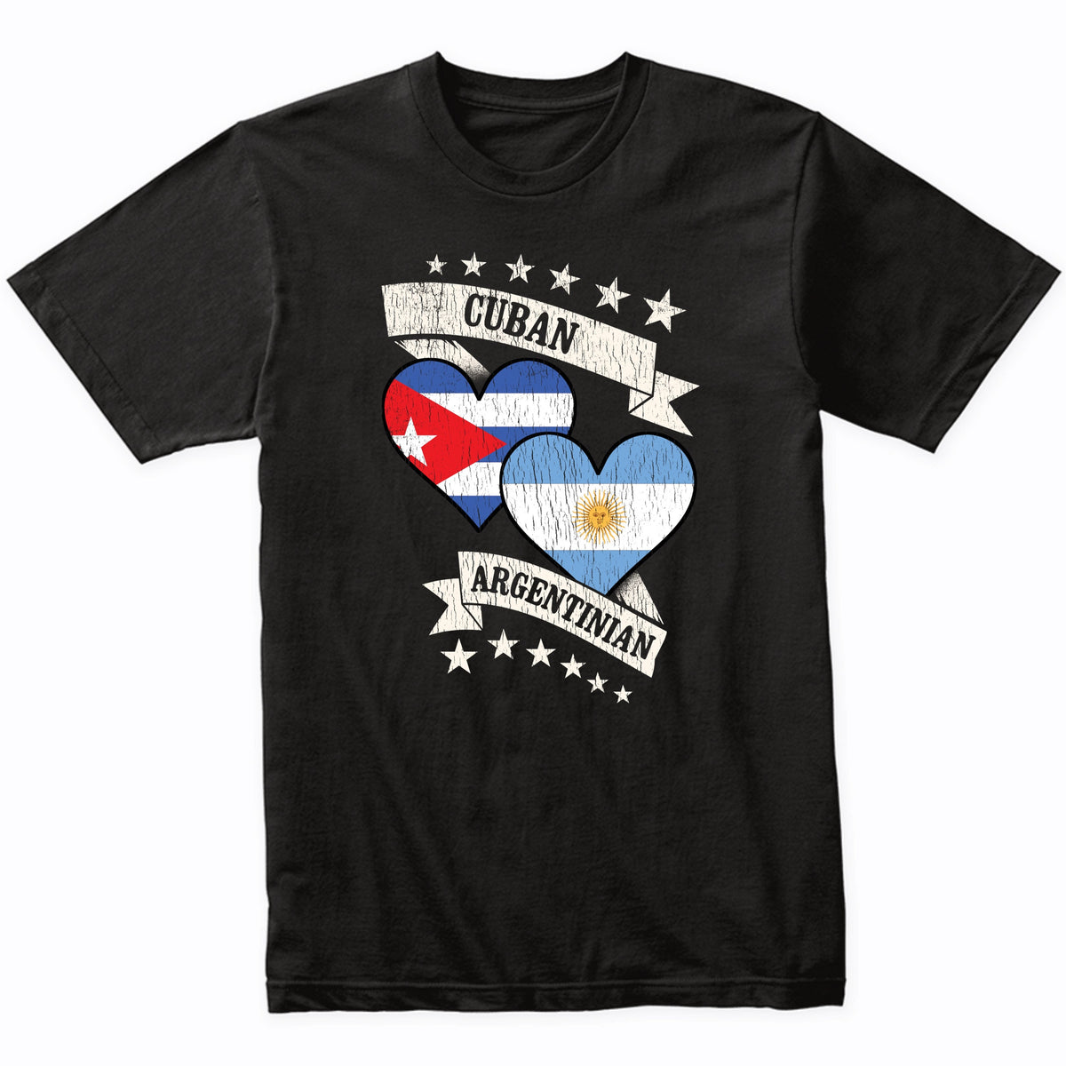 Cuban Argentinian Heart Flags Cuba Argentina T-Shirt