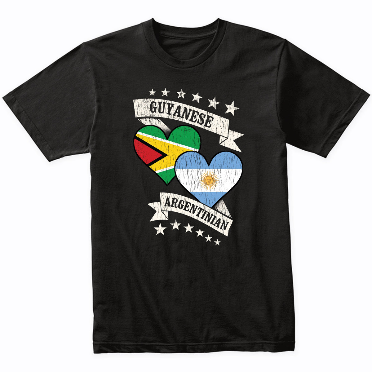 Guyanese Argentinian Heart Flags Guyana Argentina T-Shirt