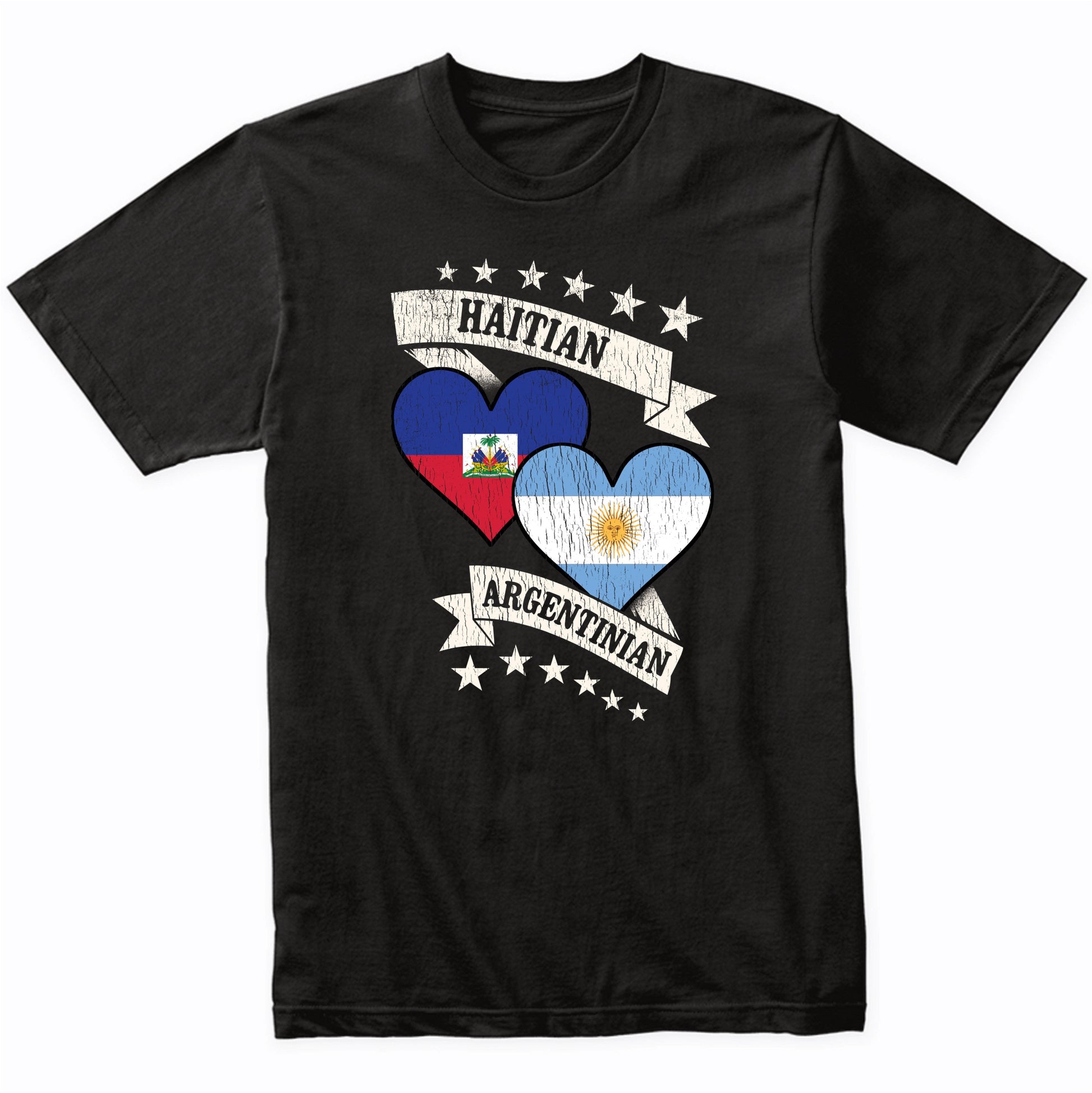 Haitian Argentinian Heart Flags Haiti Argentina T-Shirt