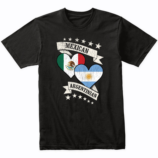 Mexican Argentinian Heart Flags Mexico Argentina T-Shirt
