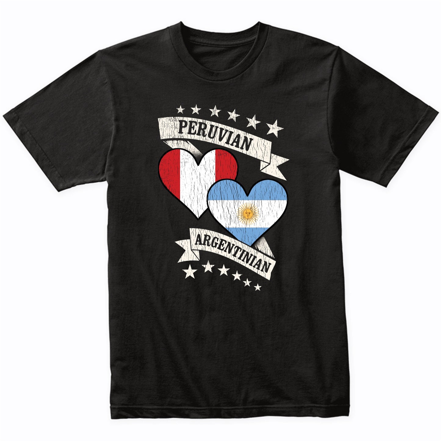 Peruvian Argentinian Heart Flags Peru Argentina T-Shirt