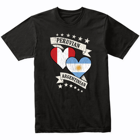 Peruvian Argentinian Heart Flags Peru Argentina T-Shirt