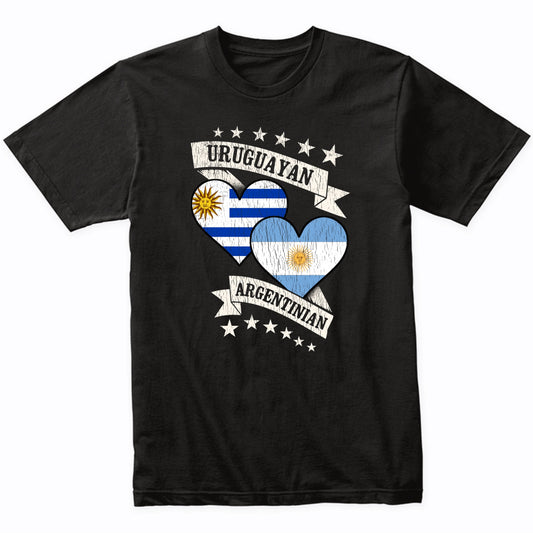 Uruguayan Argentinian Heart Flags Uruguay Argentina T-Shirt