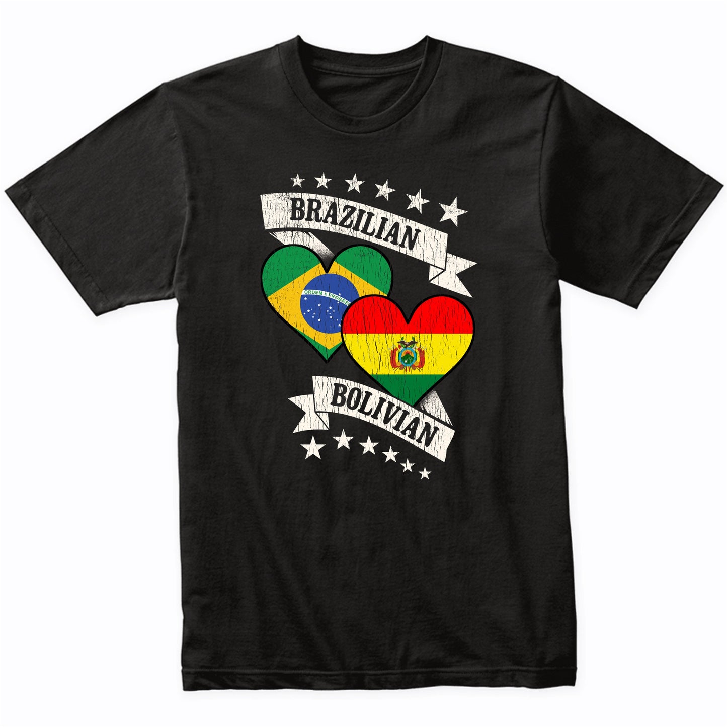 Brazilian Bolivian Heart Flags Brazil Bolivia T-Shirt