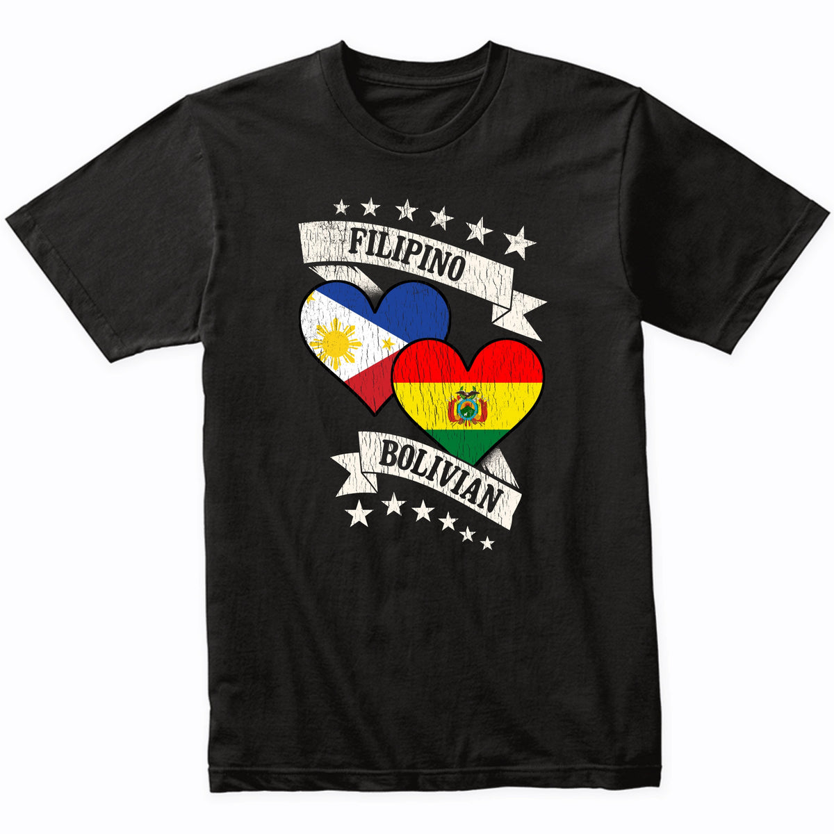 Filipino Bolivian Heart Flags Philippines Bolivia T-Shirt