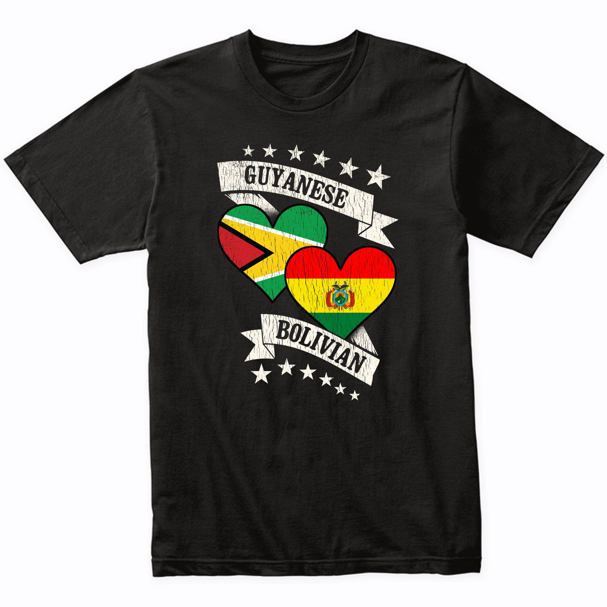 Guyanese Bolivian Heart Flags Guyana Bolivia T-Shirt