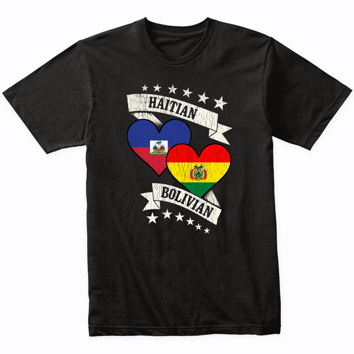Haitian Bolivian Heart Flags Haiti Bolivia T-Shirt