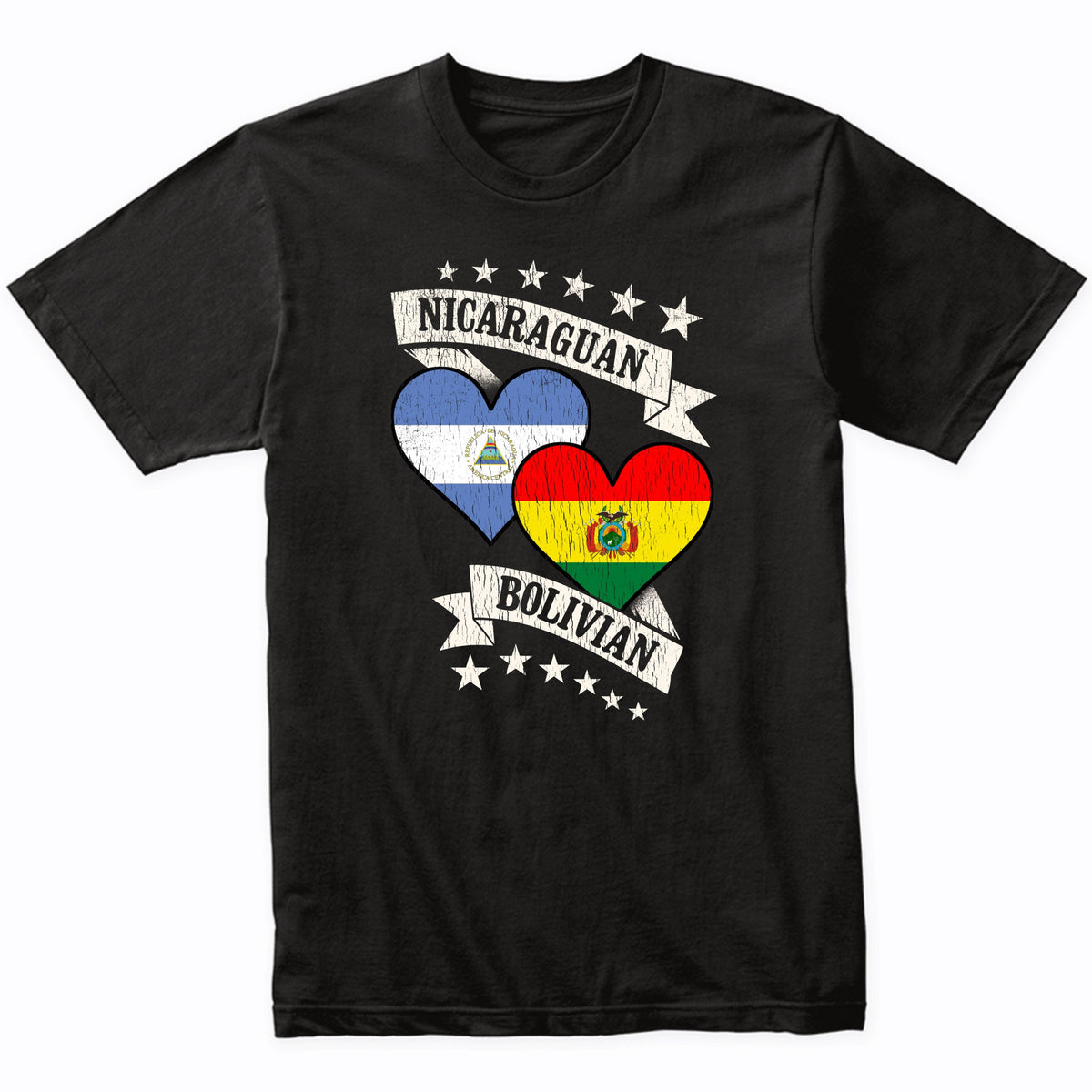Nicaraguan Bolivian Heart Flags Nicaragua Bolivia T-Shirt