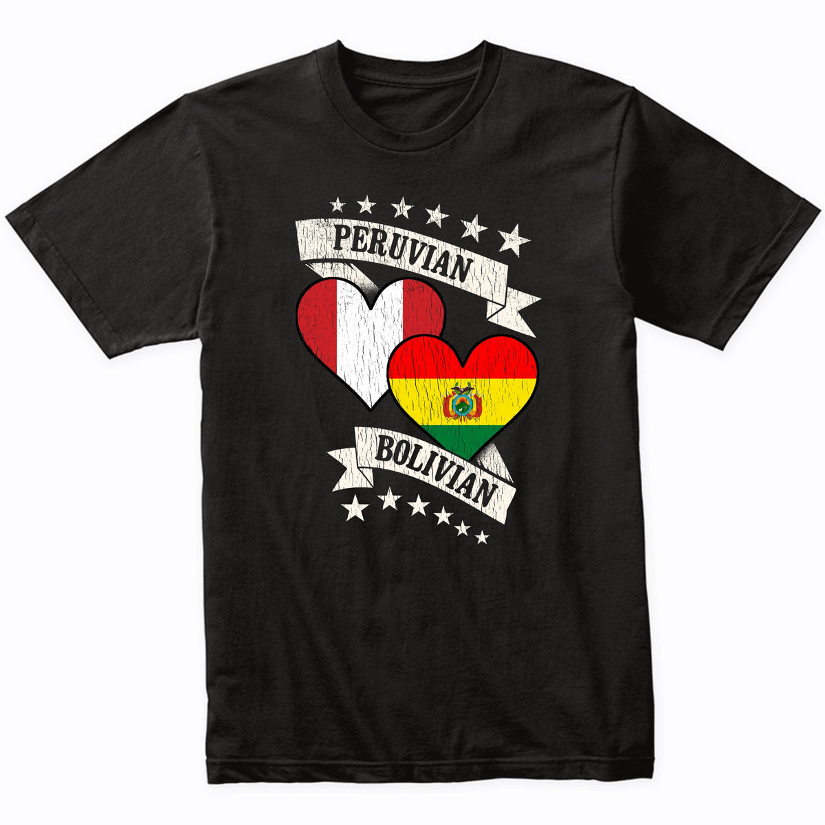 Peruvian Bolivian Heart Flags Peru Bolivia T-Shirt