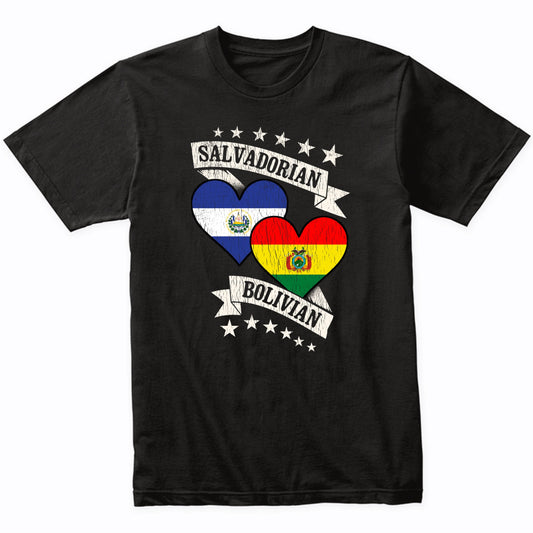 Salvadorian Bolivian Heart Flags El Salvador Bolivia T-Shirt