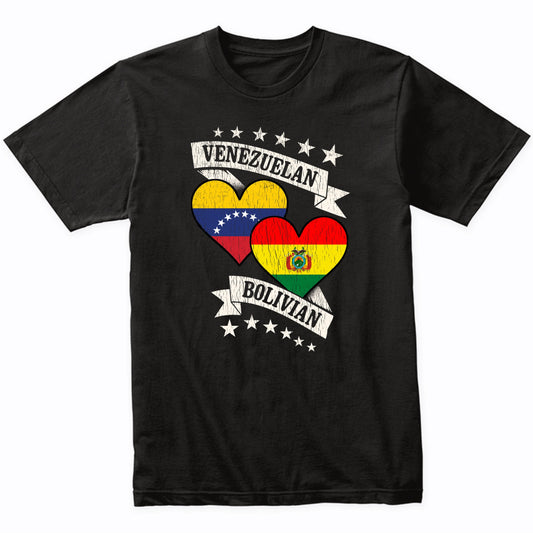 Venezuelan Bolivian Heart Flags Venezuela Bolivia T-Shirt