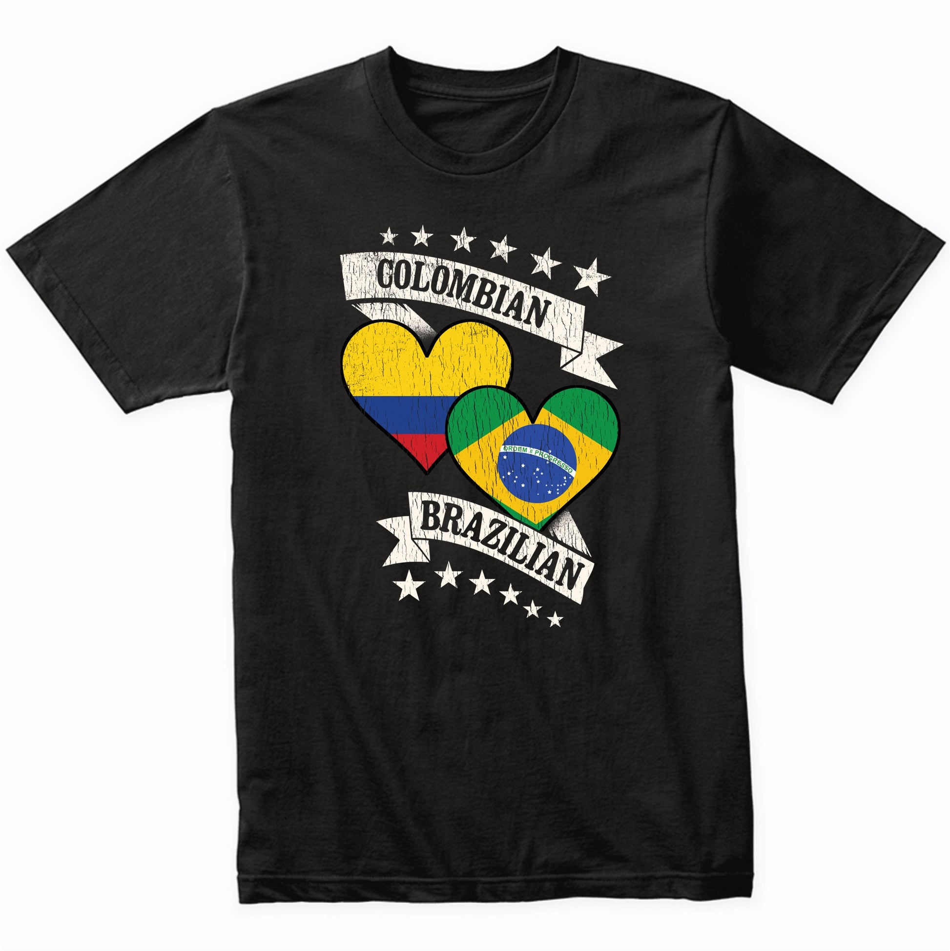 Colombian Brazilian Heart Flags Colombia Brazil T-Shirt