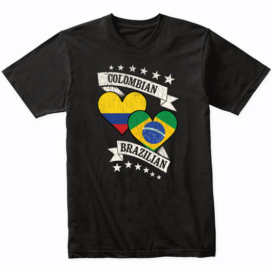 Colombian Brazilian Heart Flags Colombia Brazil T-Shirt
