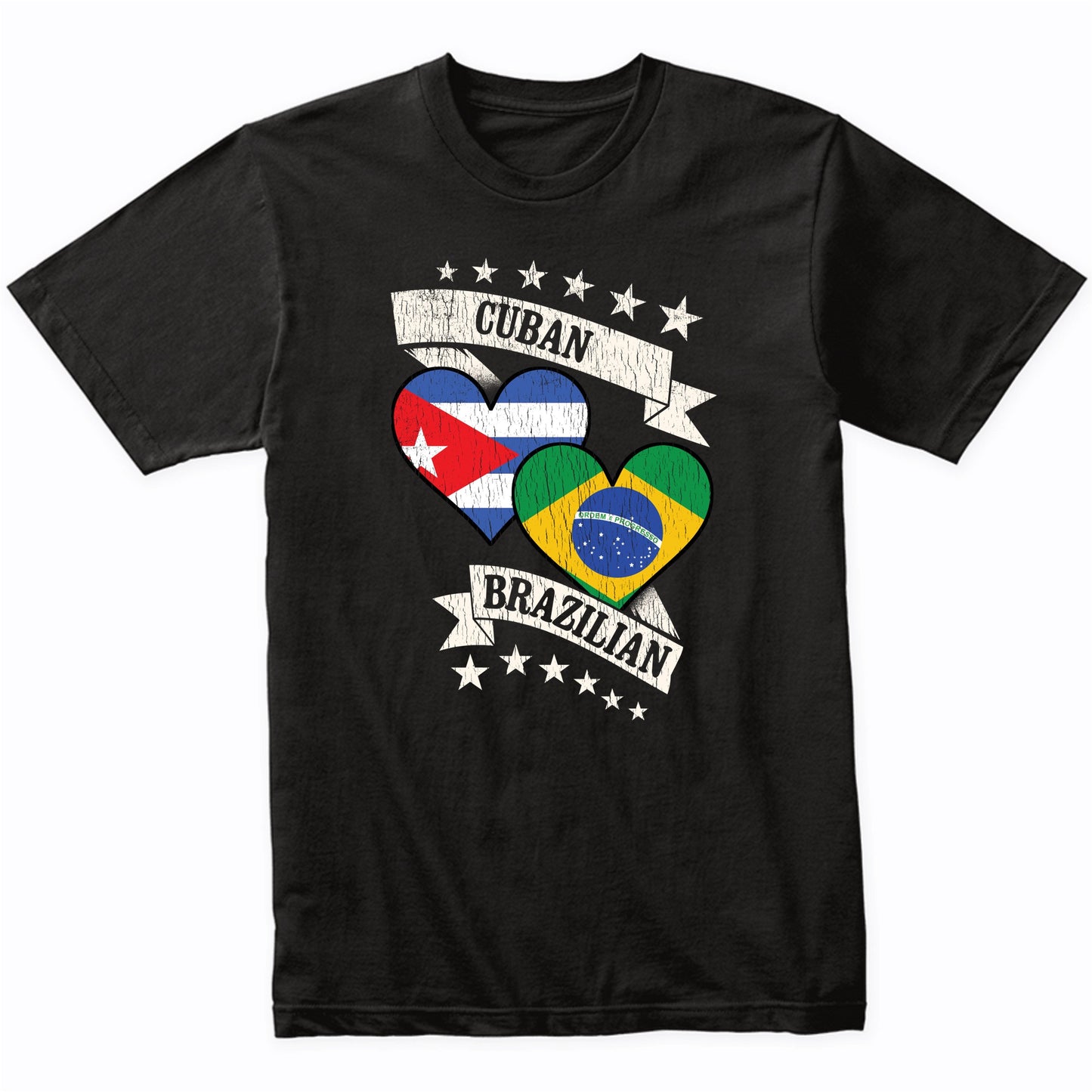 Cuban Brazilian Heart Flags Cuba Brazil T-Shirt