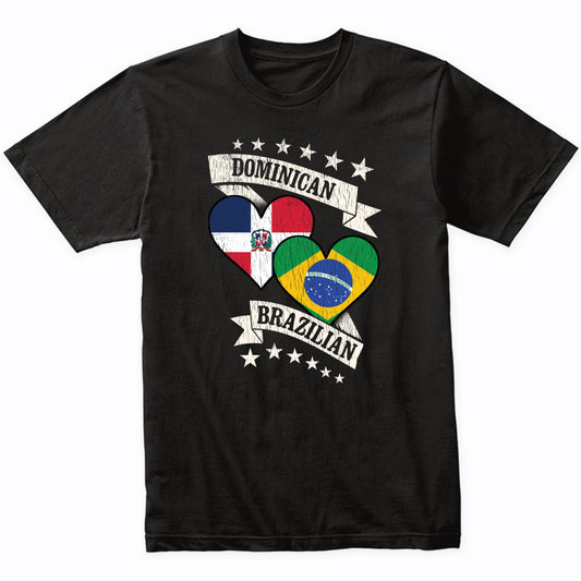 Dominican Brazilian Heart Flags Dominican Republic Brazil T-Shirt