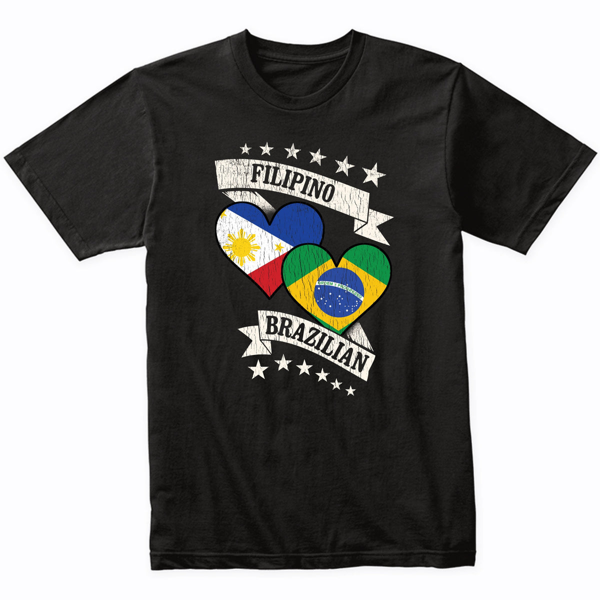Filipino Brazilian Heart Flags Philippines Brazil T-Shirt