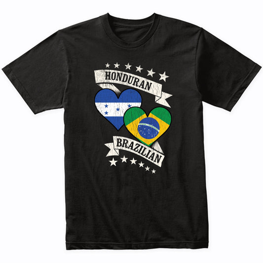 Honduran Brazilian Heart Flags Honduras Brazil T-Shirt