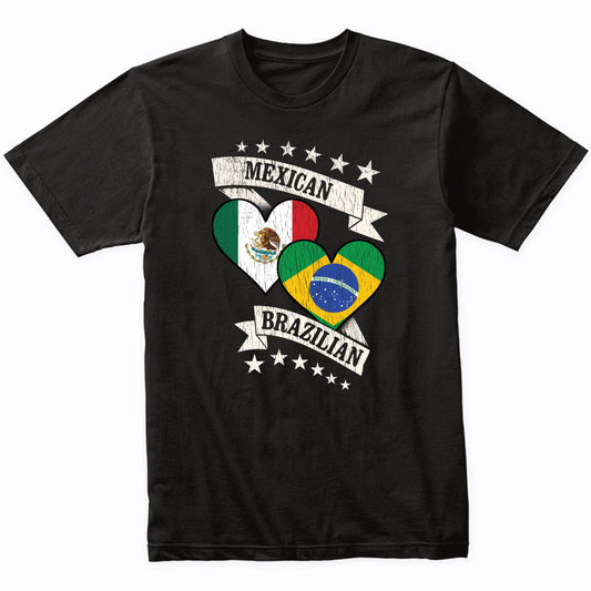 Mexican Brazilian Heart Flags Mexico Brazil T-Shirt