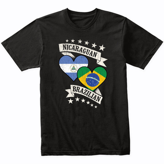 Nicaraguan Brazilian Heart Flags Nicaragua Brazil T-Shirt