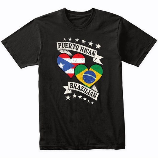 Puerto Rican Brazilian Heart Flags Puerto Rico Brazil T-Shirt