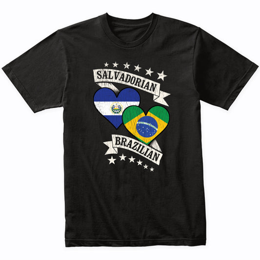 Salvadorian Brazilian Heart Flags El Salvador Brazil T-Shirt