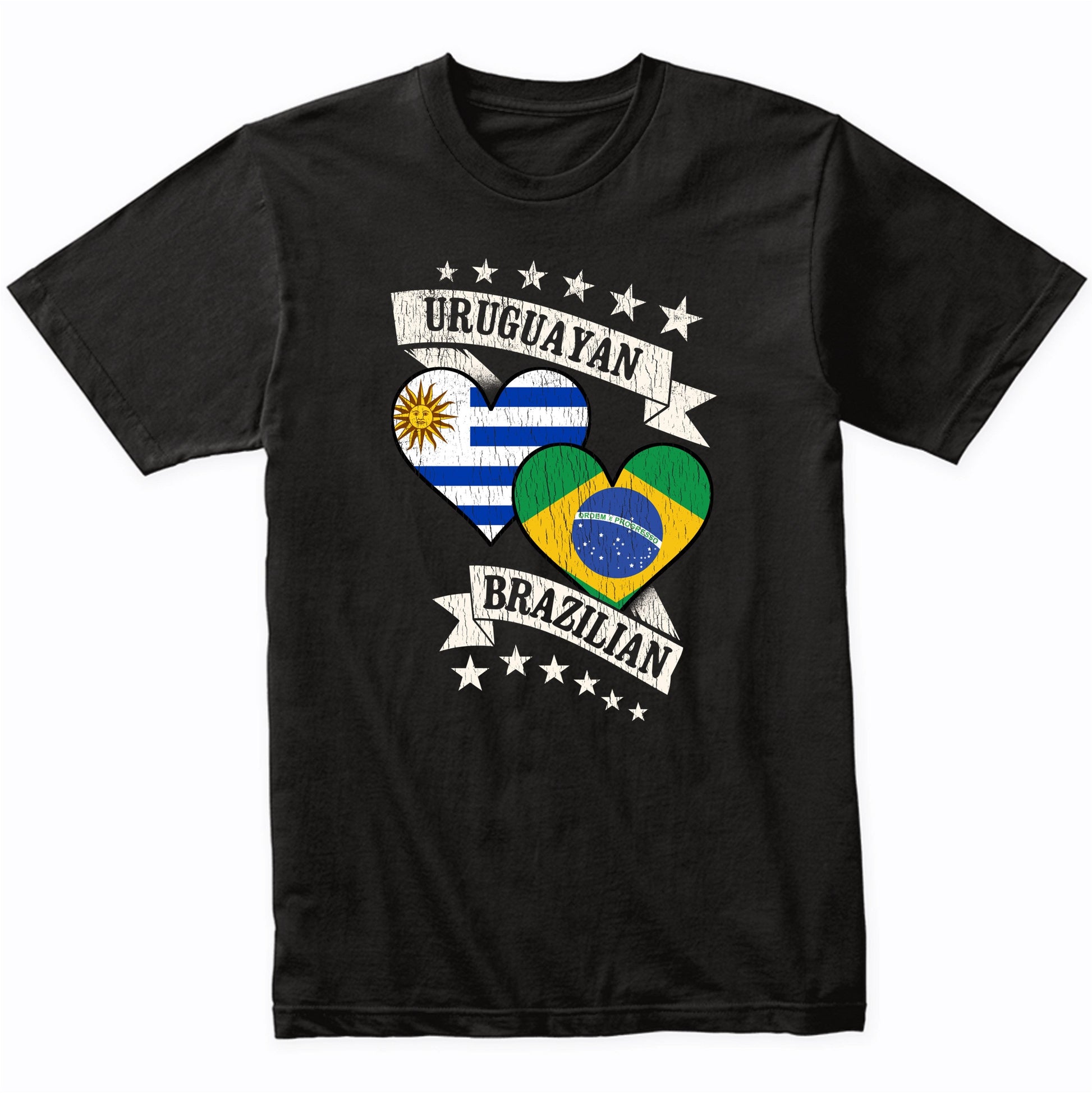 Uruguayan Brazilian Heart Flags Uruguay Brazil T-Shirt