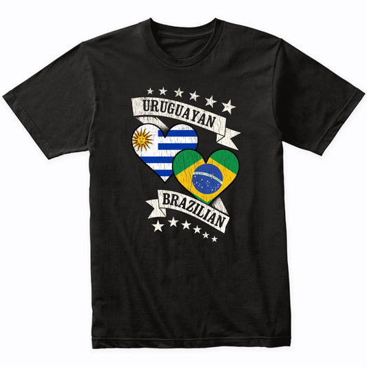 Uruguayan Brazilian Heart Flags Uruguay Brazil T-Shirt