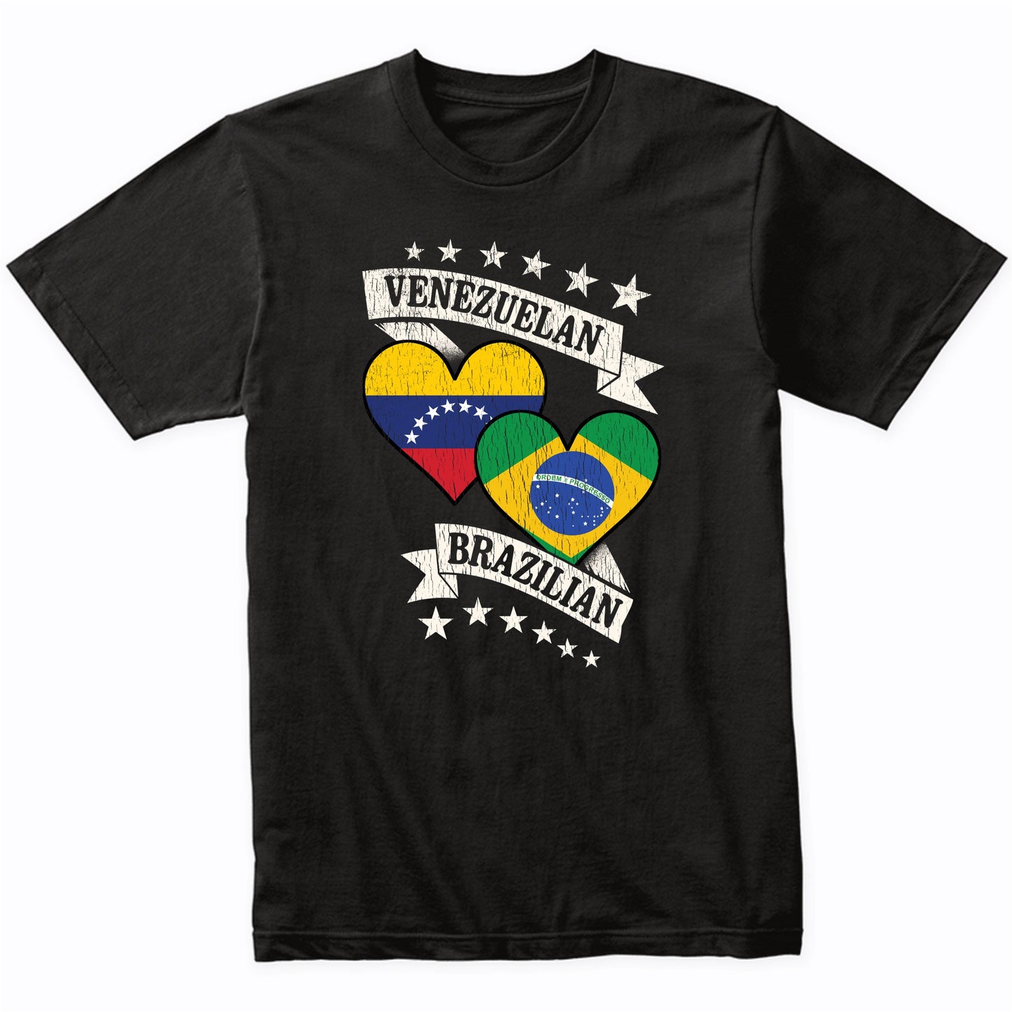 Venezuelan Brazilian Heart Flags Venezuela Brazil T-Shirt