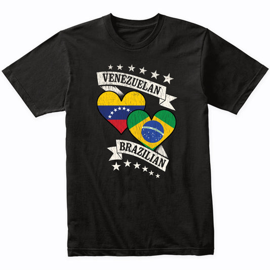Venezuelan Brazilian Heart Flags Venezuela Brazil T-Shirt