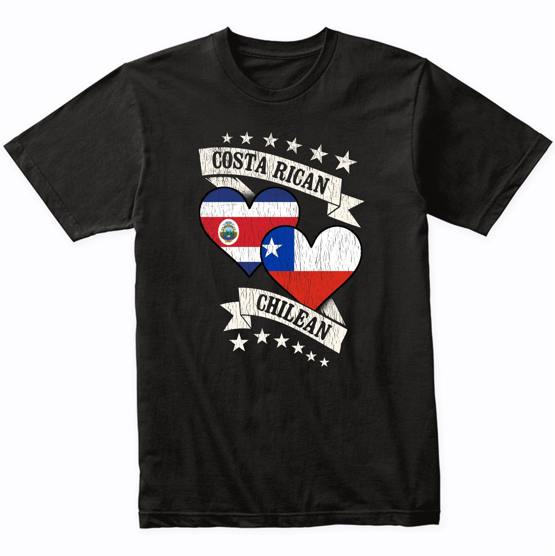 Costa Rican Chilean Heart Flags Costa Rica Chile T-Shirt