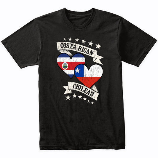 Costa Rican Chilean Heart Flags Costa Rica Chile T-Shirt