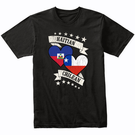 Haitian Chilean Heart Flags Haiti Chile T-Shirt